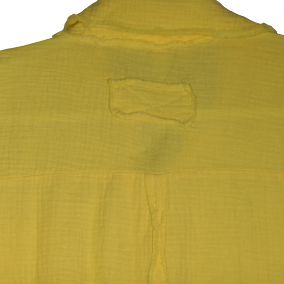 Yellow Jacket Womens Large  Pocket 100% Cotton Factory Frayed Hems Button Front - Picture 9 of 10